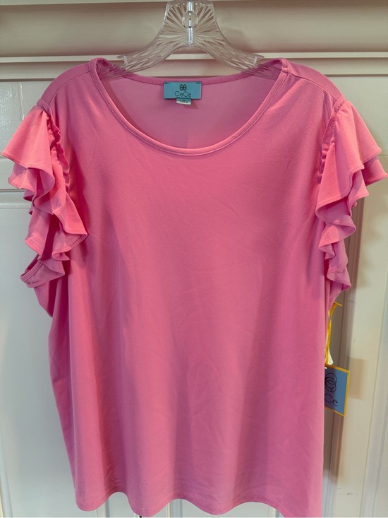 CeCe Tops - NWT CeCe Pink Ruffle Sleeve Scoop Neck Top Size 2X